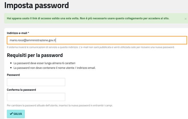 password accessibilità